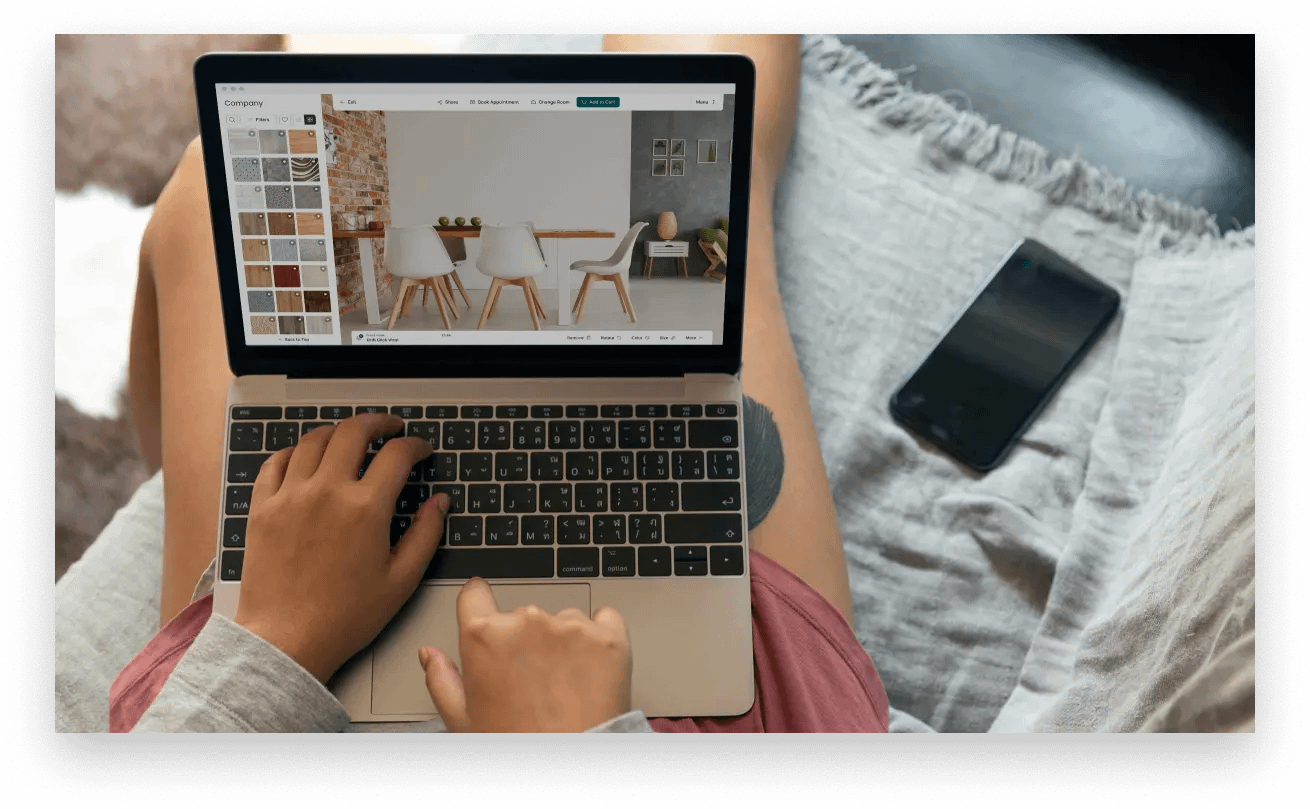 Image of Roomvo floor visualizer tool on laptop screen