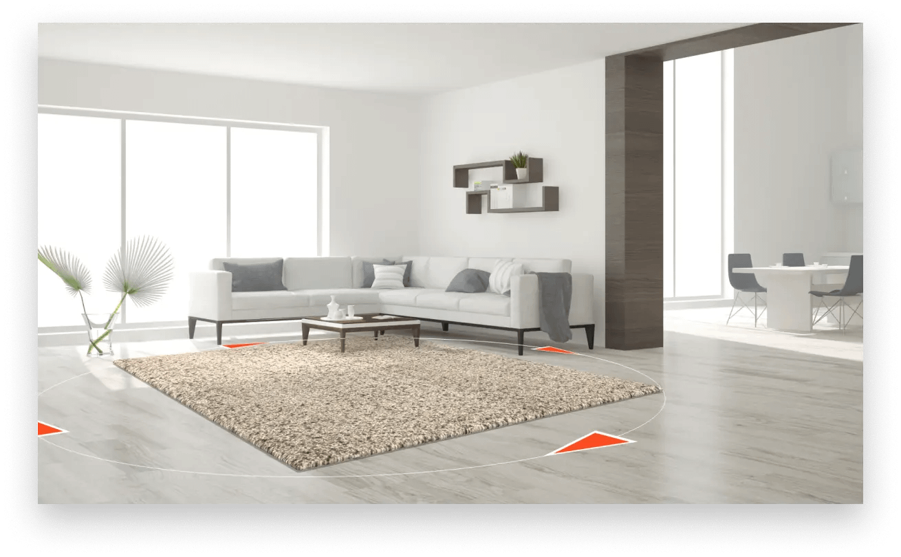 Room that showcases Rugs visualizer