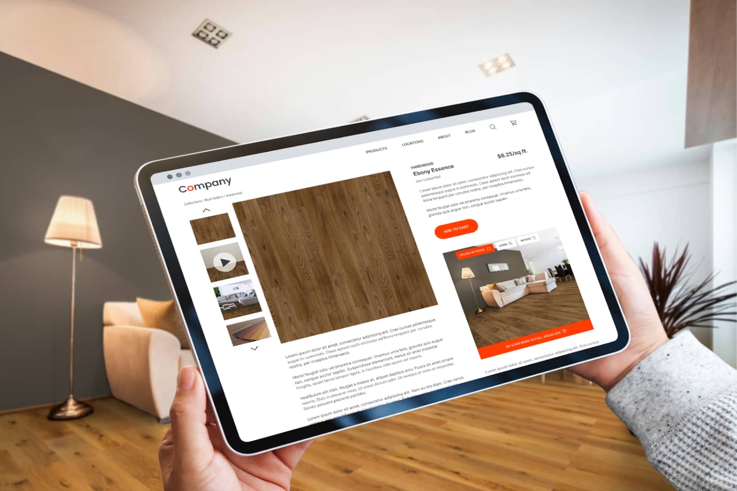 Image of product detail page on tablet computer